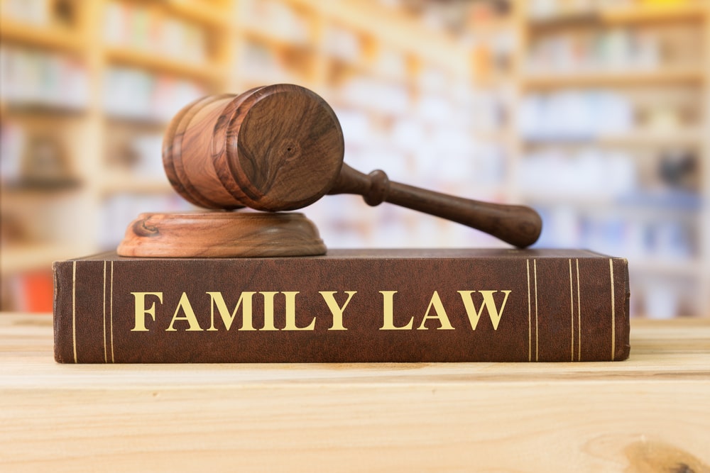 Family Law Book Under Judges Hammer